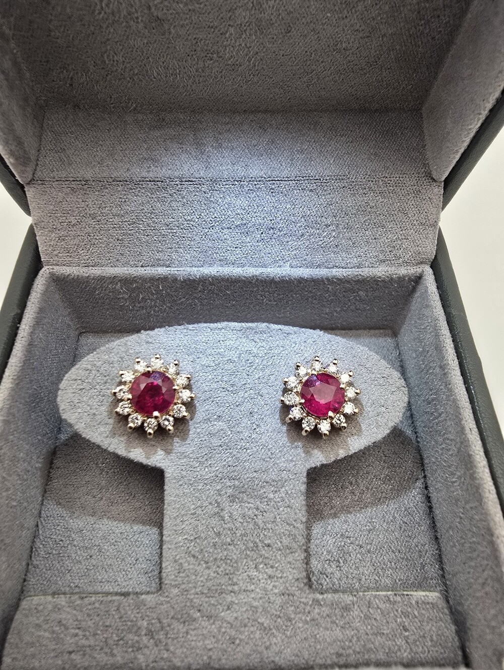 Effy Pink Ruby and Diamond Halo Stud Earrings
